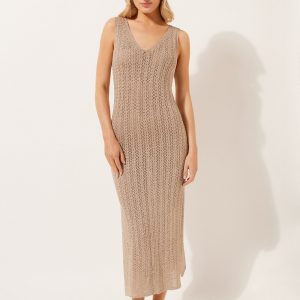 Crocheted Lamé Maxi Dress