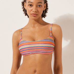 Tank-style Swimsuit Top Colorful Stripes