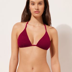 Removable Padding Triangle Swimsuit Top Crinkle Waves