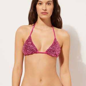 Removable Padding Triangle Swimsuit Top Glowing Surface