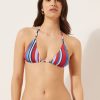 Triangle Swimsuit Top Nautical Stripes
