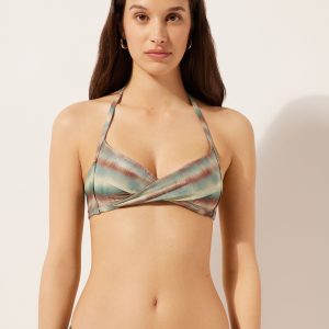 Padded Triangle Swimsuit Top Glittery Tie-Dye