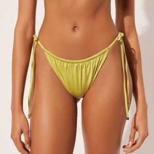Brazilian String Swimsuit Bottom Shiny Satin