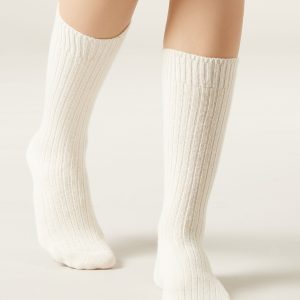 Short Ribbed Socks with Wool and Cashmere