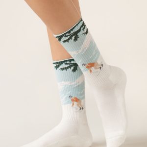 Mountain-Patterned Socks with Cashmere