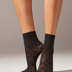 Sheer Animal Pattern Short Socks
