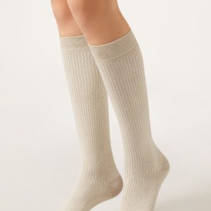 Long Ribbed Cotton Socks