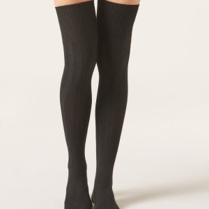 Over-the-Knee Patterned Cashmere Socks